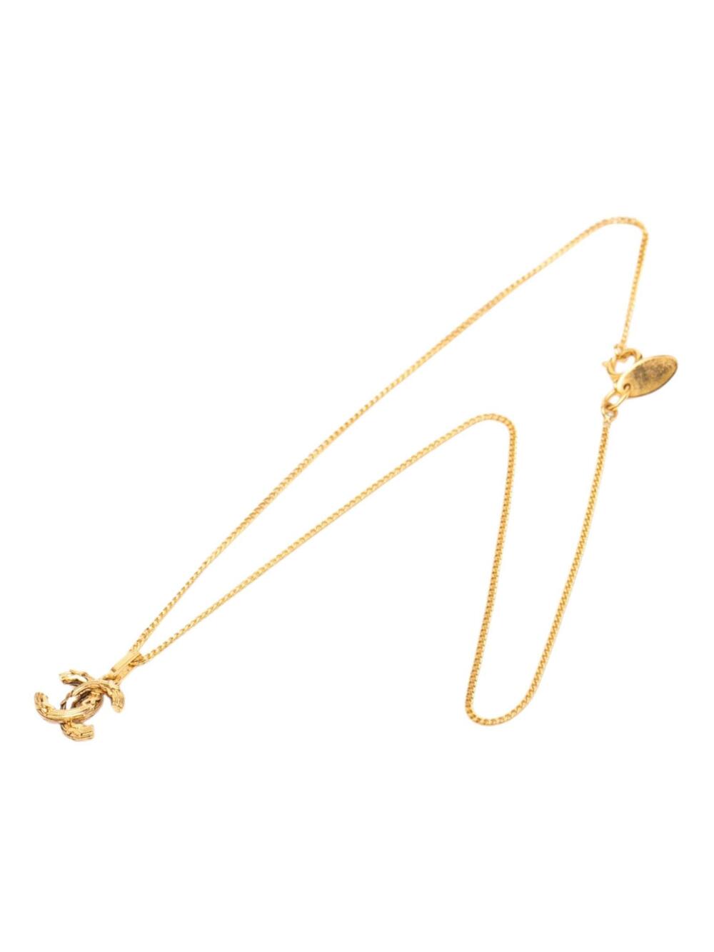 Chanel Gold Plated Cc Pendant Necklace #322059C58B